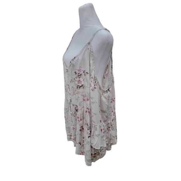 Torrid 5X‎ Ivory Floral Cold Shoulder Babydoll Top Textured Rayon Plus Size - Picture 6 of 16